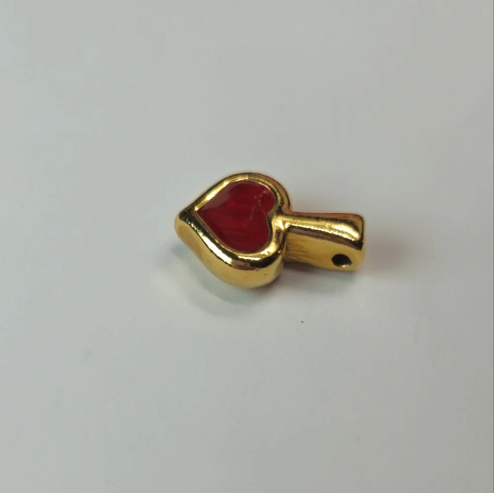 Gold & Red Shimmer Heart Pendant or Charm Chunky Heart Pendant - Picture 3 of 5